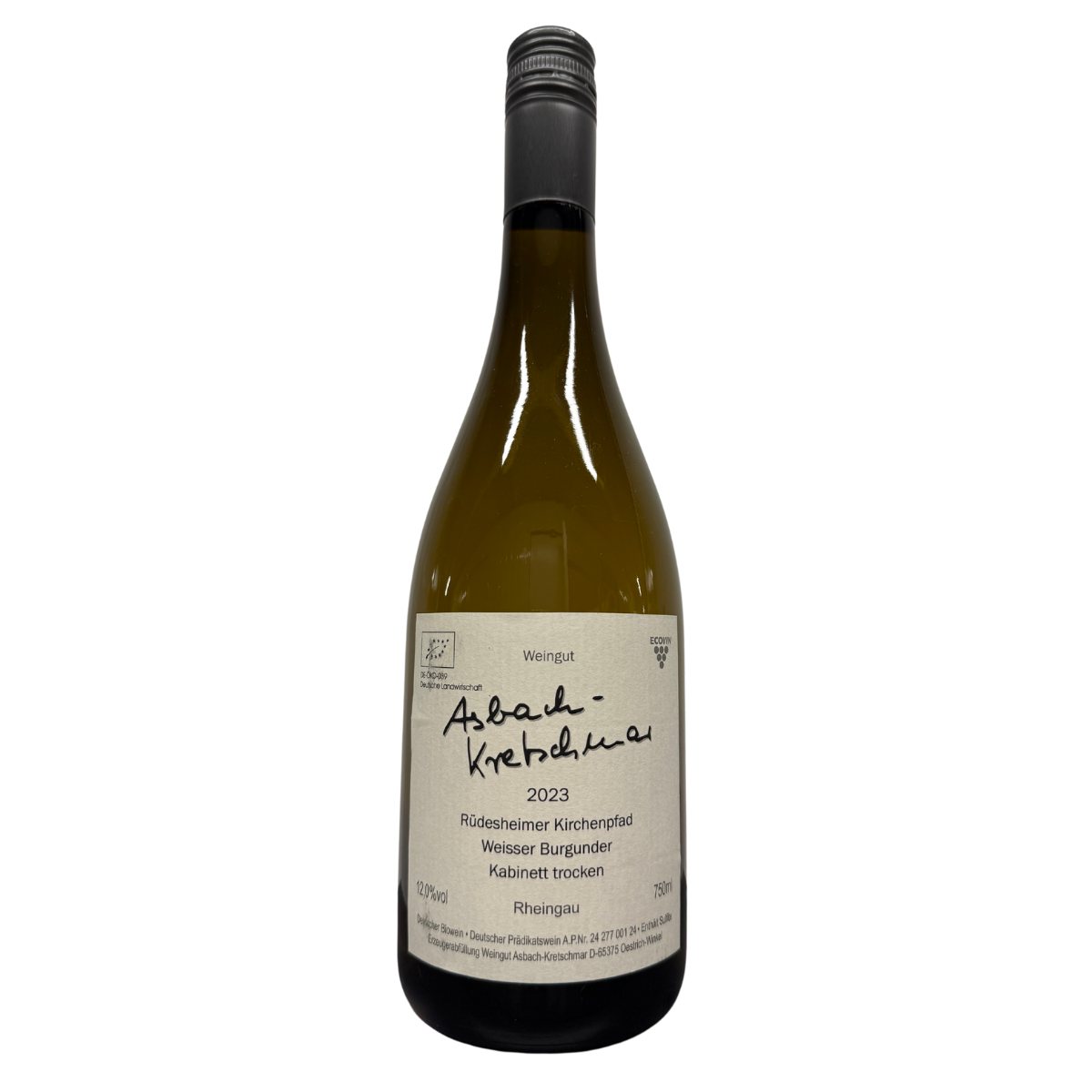 Rüdesheimer Kirchenpfad Weisser Burgunder Kabinett trocken Bio 2023 Weingut Asbach-Kretschmar BOB